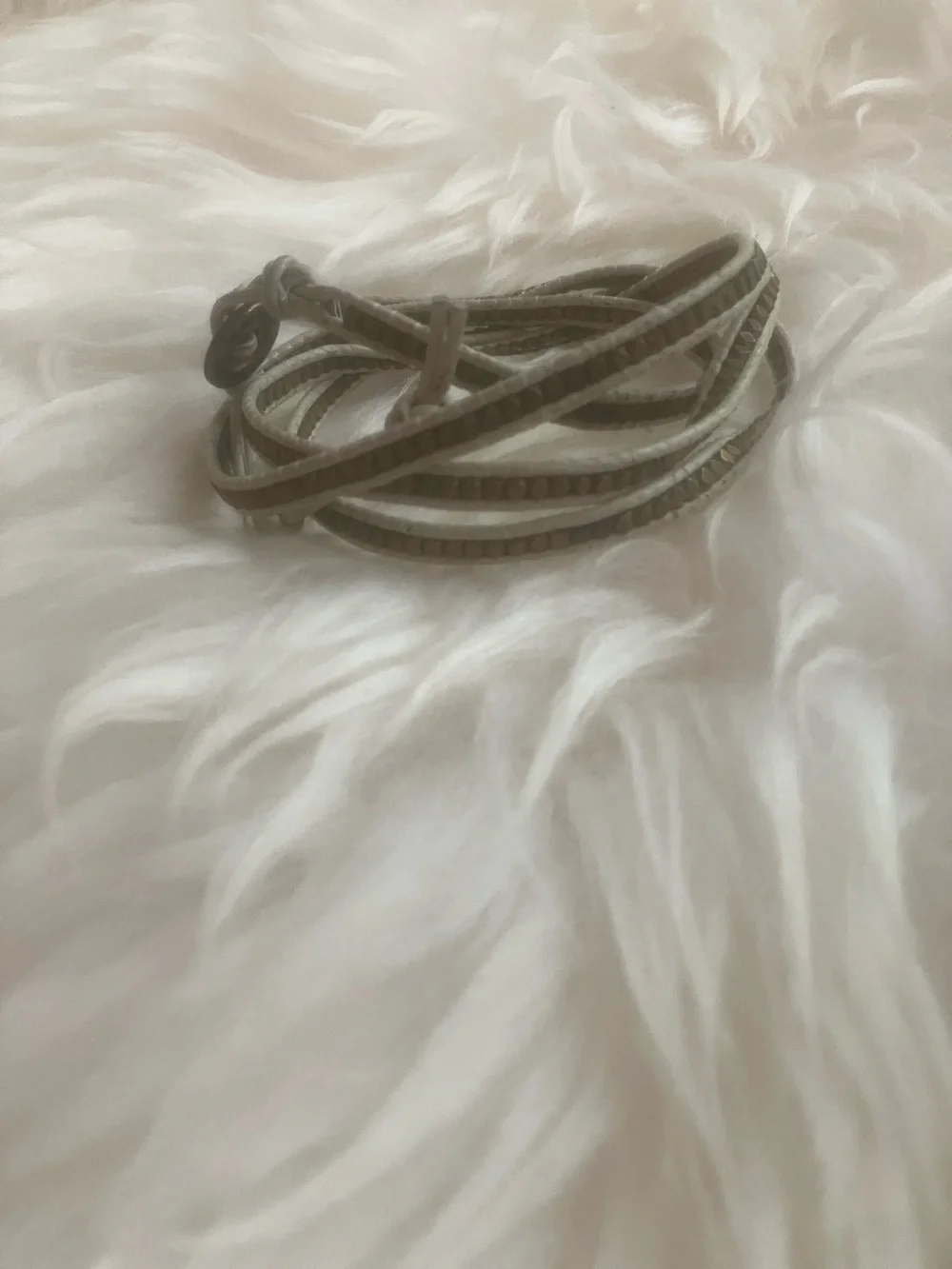 Club Monaco Light Blue and Gold Cord Bracelet